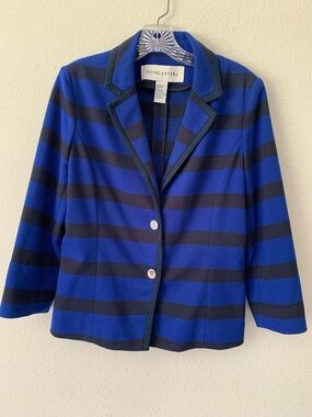 Doncaster Blue & Black Striped Women's Blazer Size 8 Office Fall